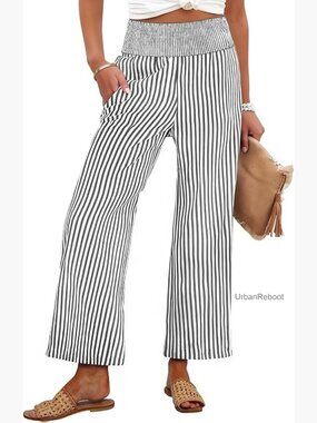 Wide Leg Palazzo Pajama Pants with Pockets Casual Lounge Cropped